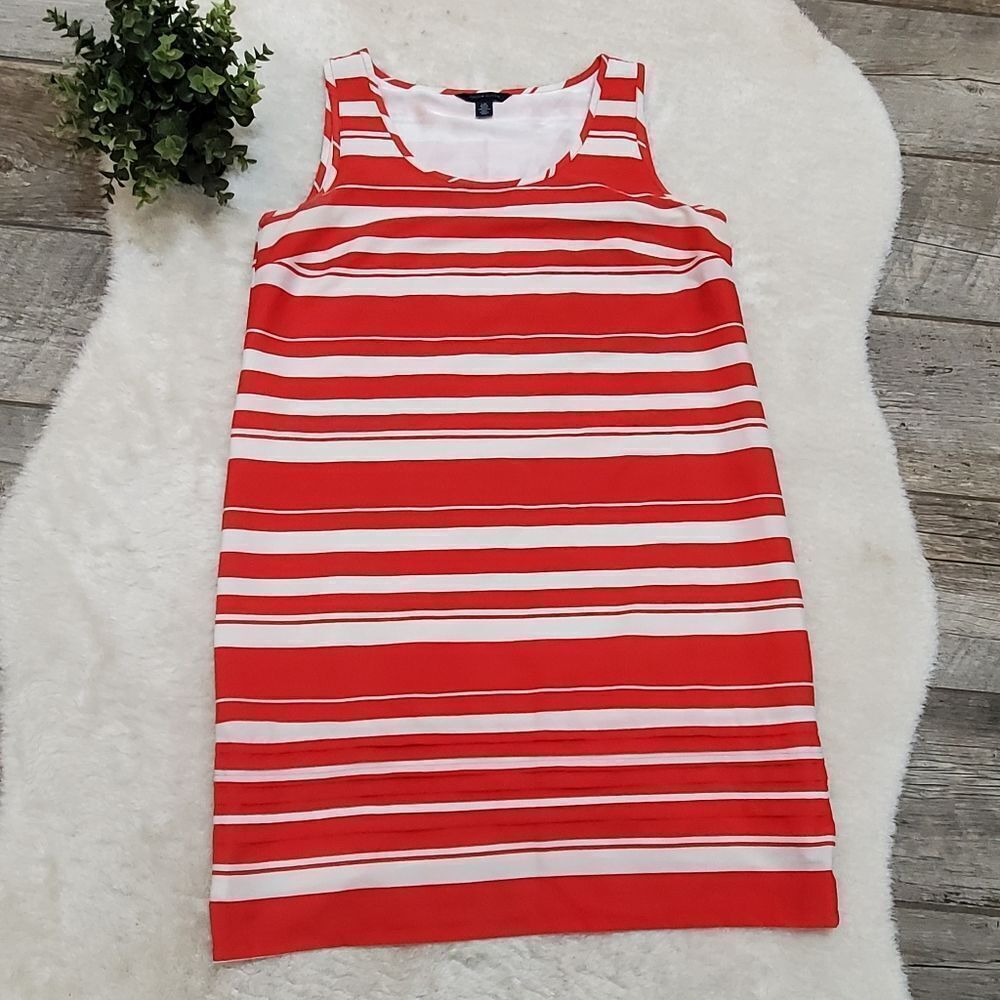 Tommy Hilfiger Red and White Striped Sleeveless Dress, Size Large